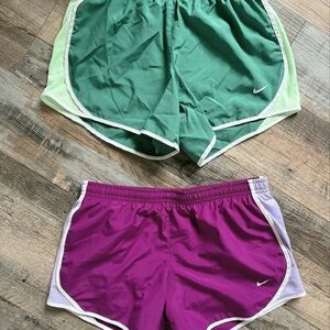 Nike Green and Purple Running Shorts Duo